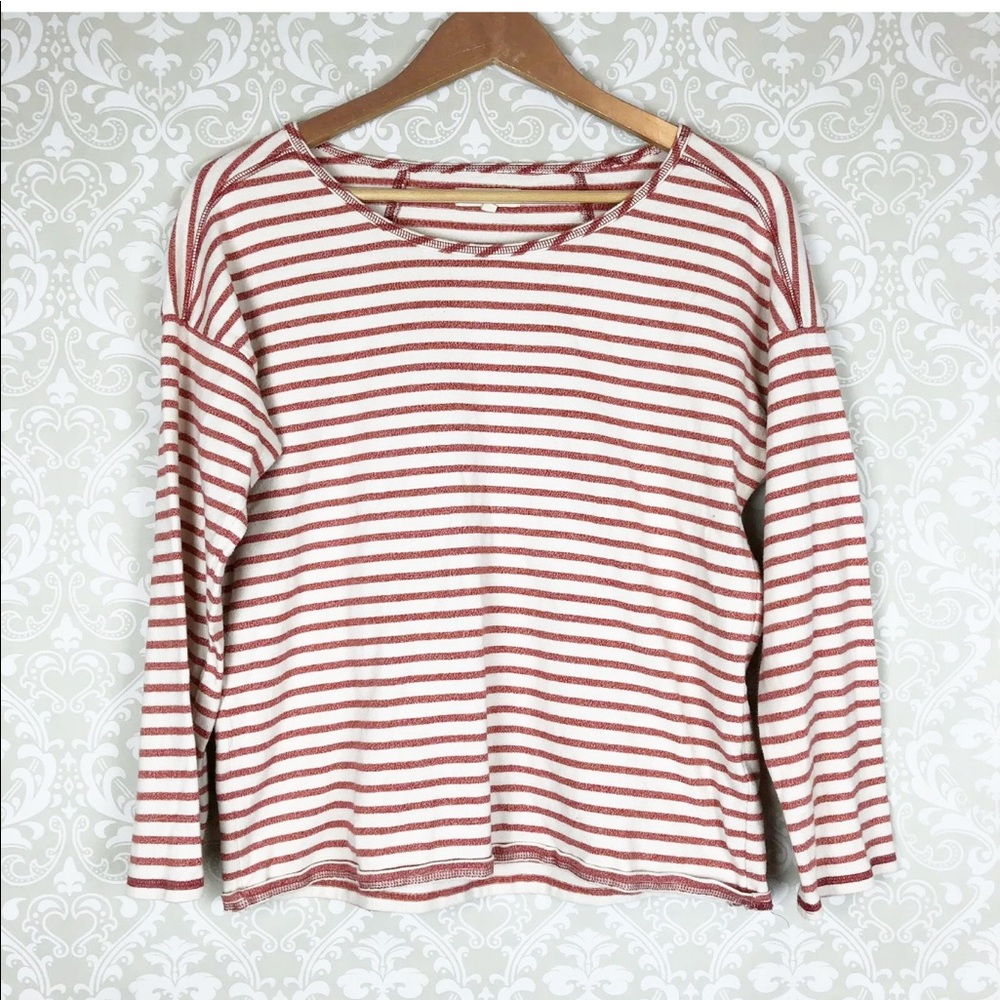 Madewell Striped Chart Tee Long Sleeve Red Cream